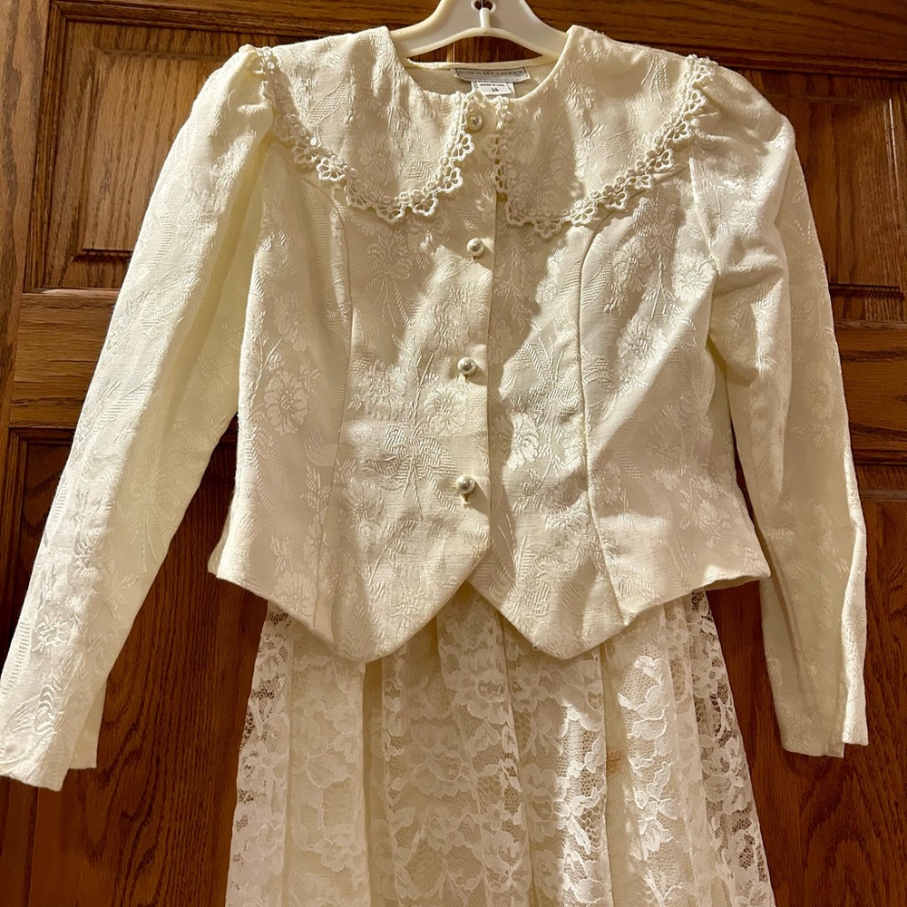 Jessica McClintock Girls Brocade and Lace Elegant 80s Style Formal Size 14